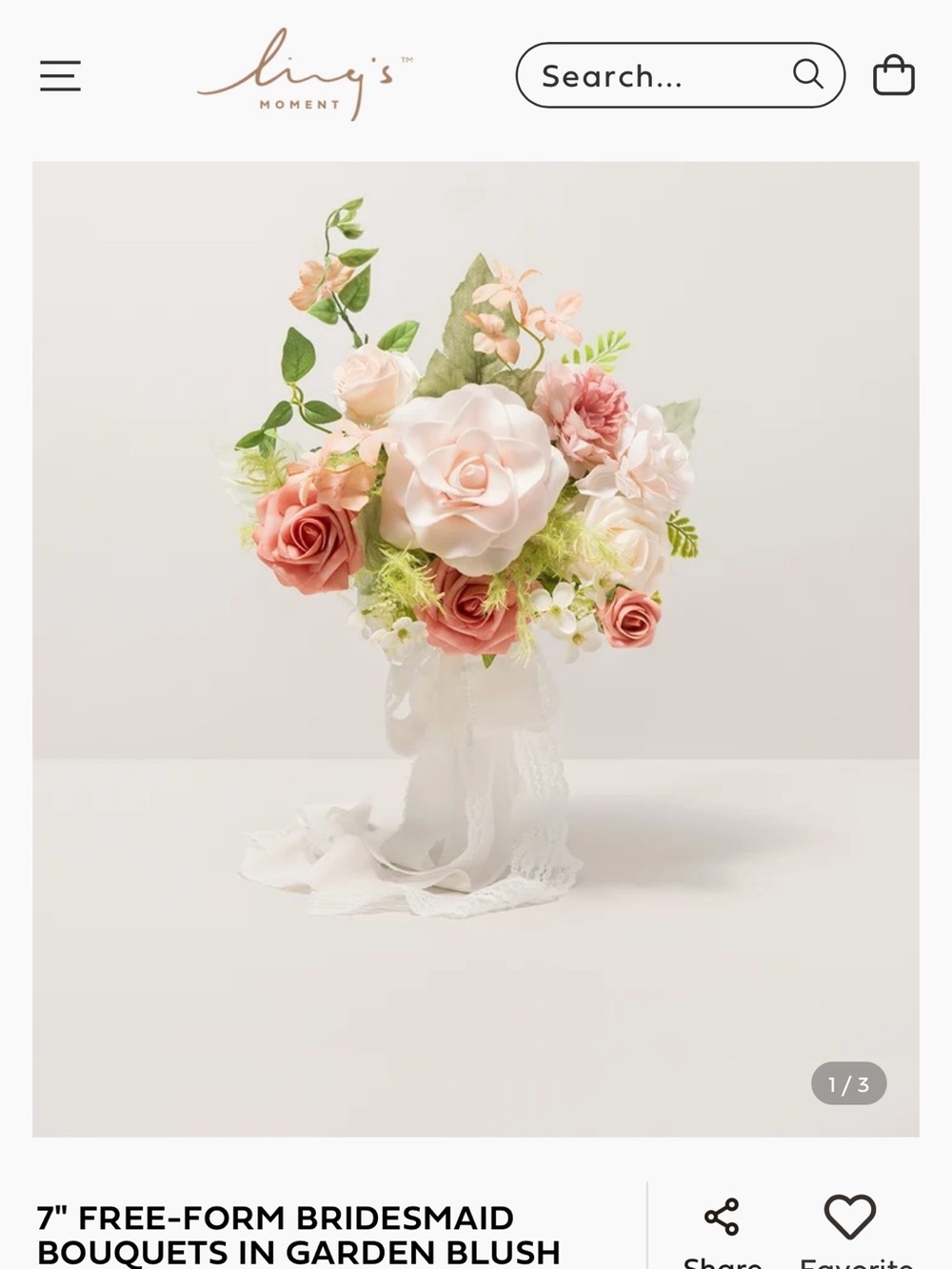 Garden Blush Faux Floral Bridesmaids Bouquet - Pink & Cream